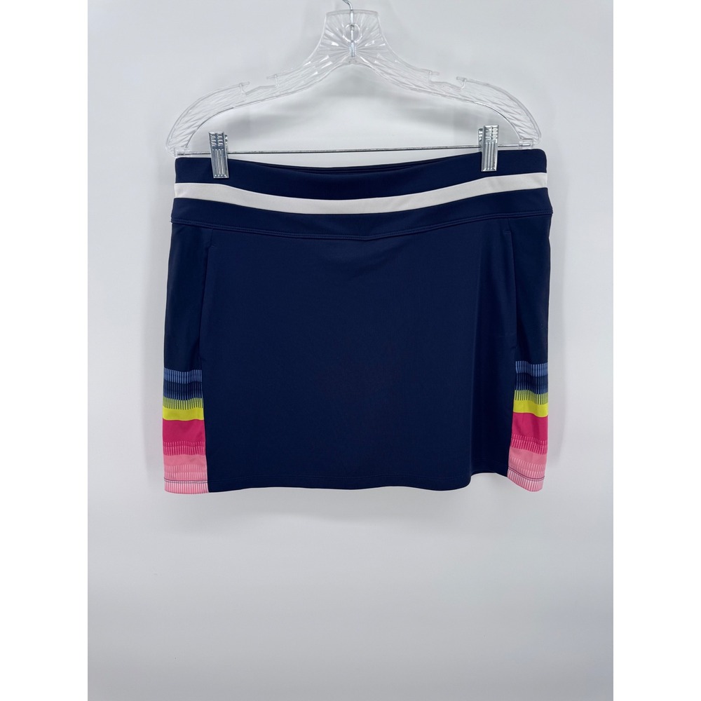 Callaway Opti-Dri Skort Navy Blue Striped Athletic Golf Athleisure Rainbow Sz L